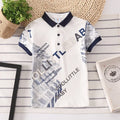 A short-sleeve cotton shirt for boys in a solid colour with a lapel collar.