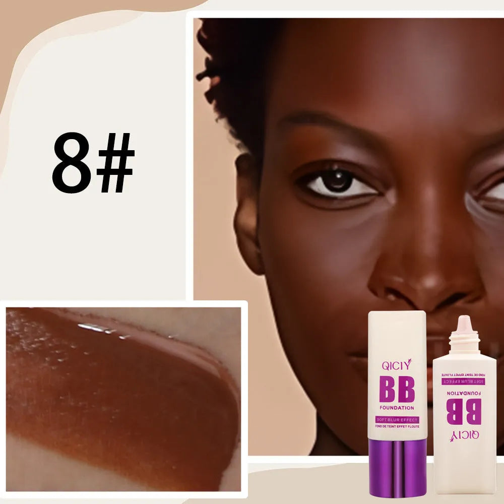 Feeding bottle of BB cream liquid foundation concealer showing brightening repair formula.