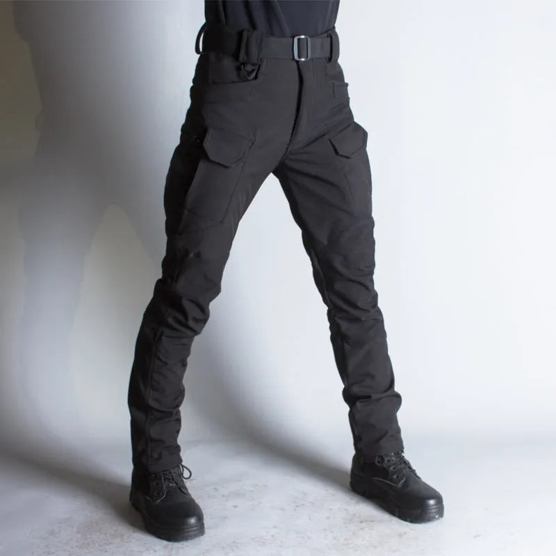 IX7 Shell Tactical Pants in green, men's winter outdoor breathable waterproof trousers with fleece lining