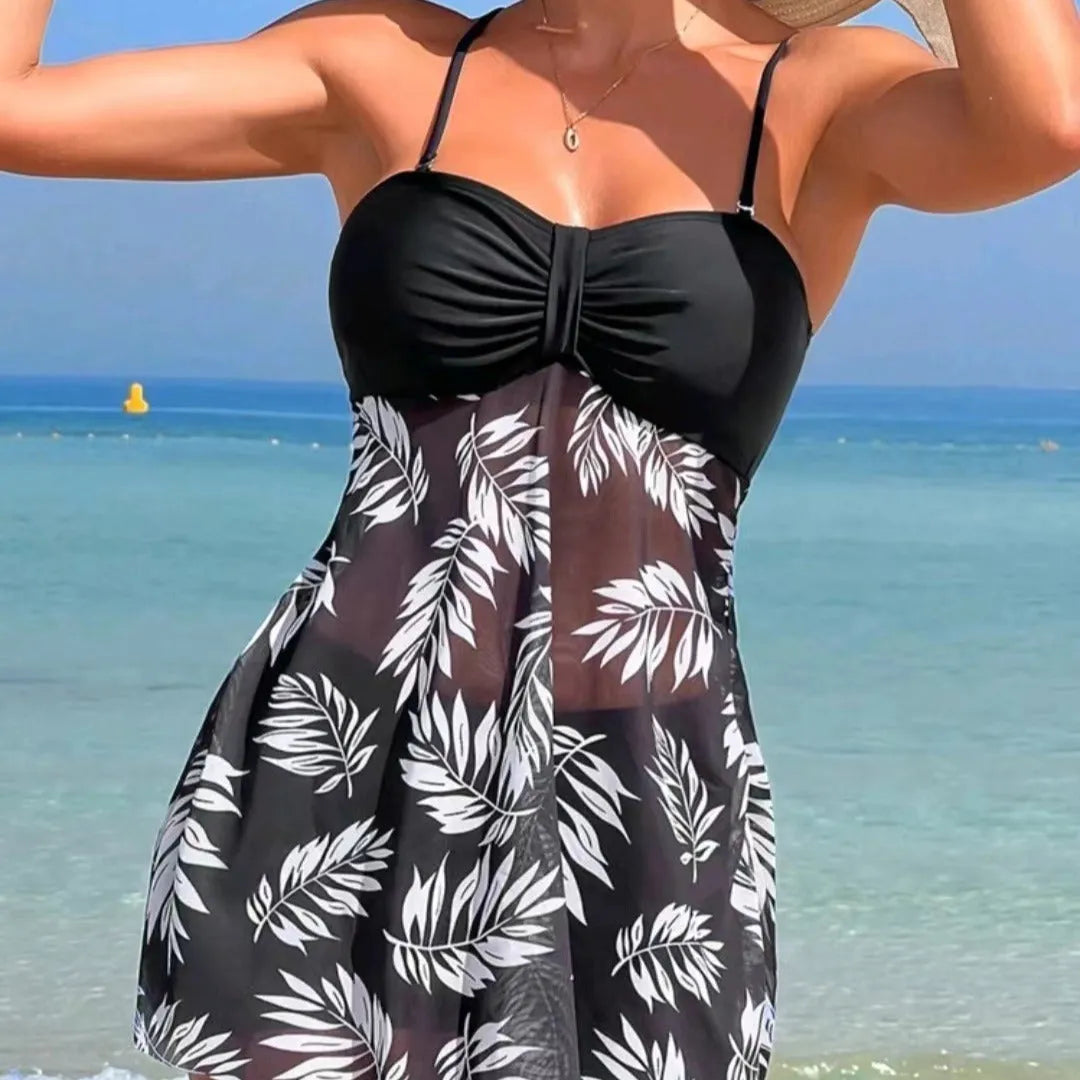 Women's high-waist mesh swim boxers in black, blue, and peacock green.