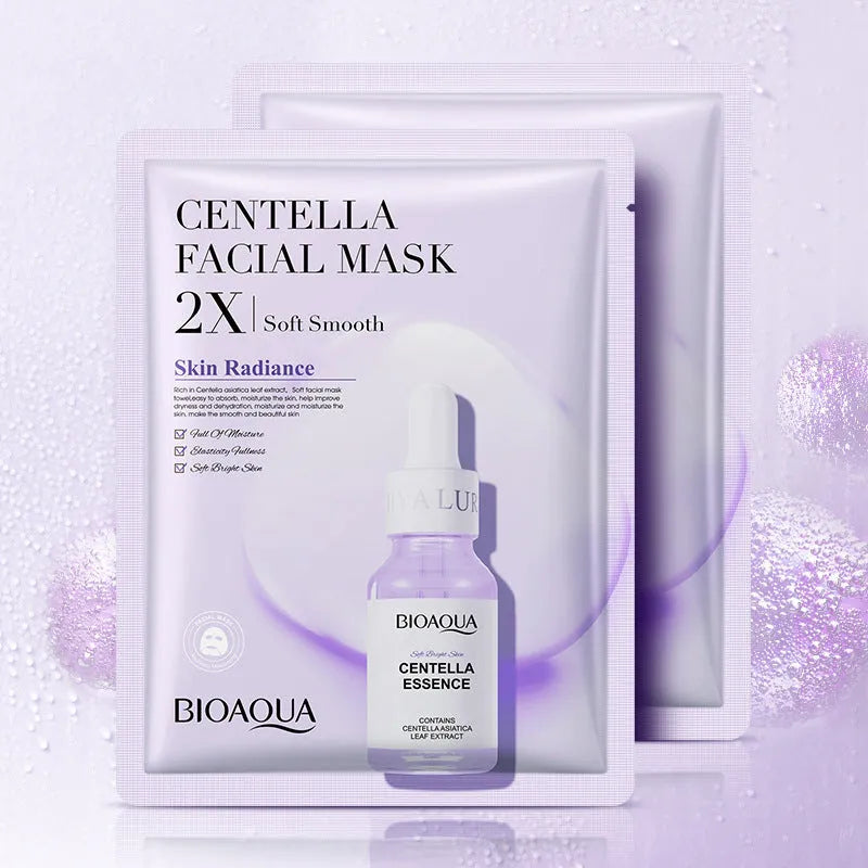 Single-use 30g gel facial sheet mask with hyaluronic acid and collagen.