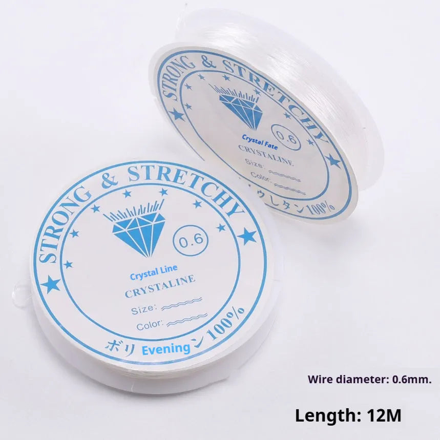 Clear white elastic fishing line spool for jewellery making with six diameter options