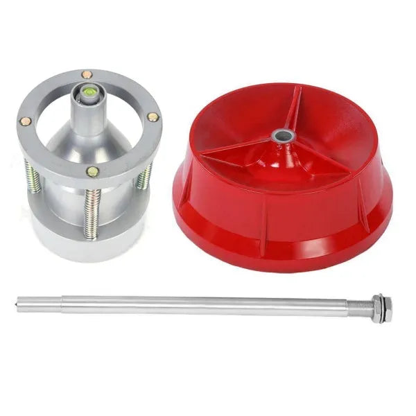 Portable hub balancer with aluminium head and enamel-finished base for balancing car and truck tyres.