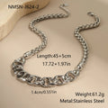 Stainless steel geometric chain necklace with 18K gold plating in gold or steel finish.