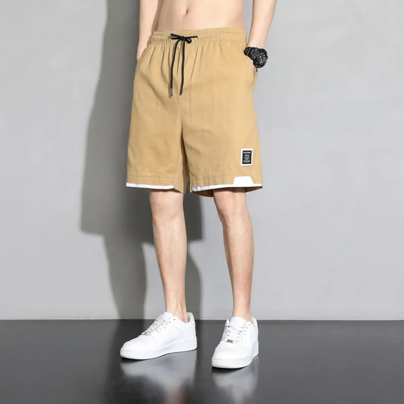 Casual cotton shorts for teenage boys in black, khaki, or white, shown in a plus size range.