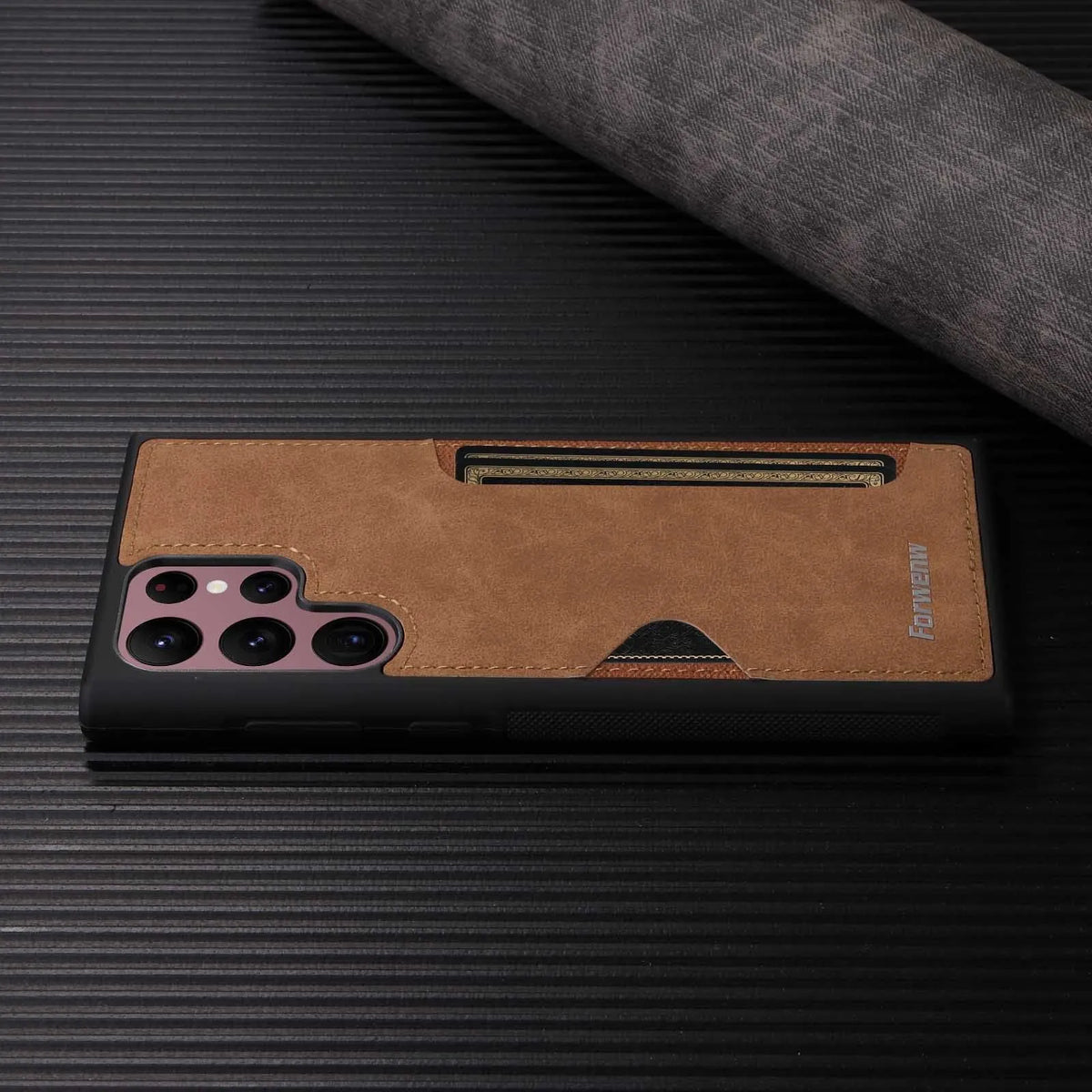 PU leather phone case for Samsung A54 A35 A15 A55 S24 S23 S22 S21 S20 Note20 with card slot, anti-fall, in black brown blue wine red Qingshan Dai