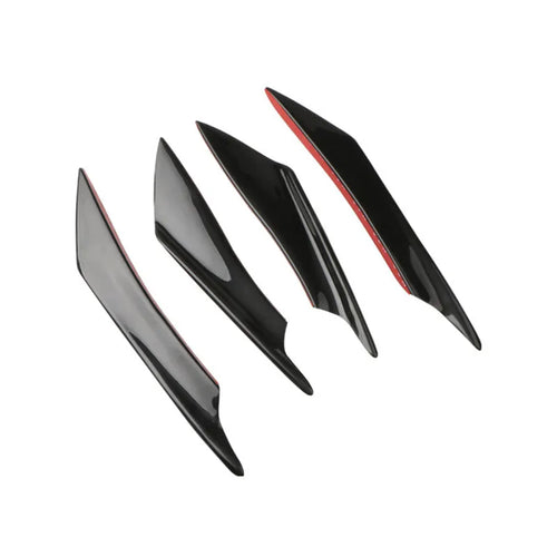 Set of four ABS plastic automotive bumper spoiler air knives in carbon fibre finish