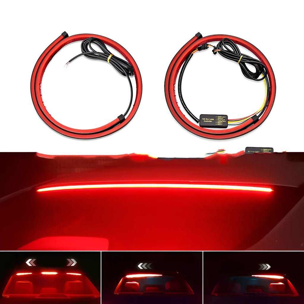 100cm red LED rear brake warning light strip with soft rubber shell, 12V 25W