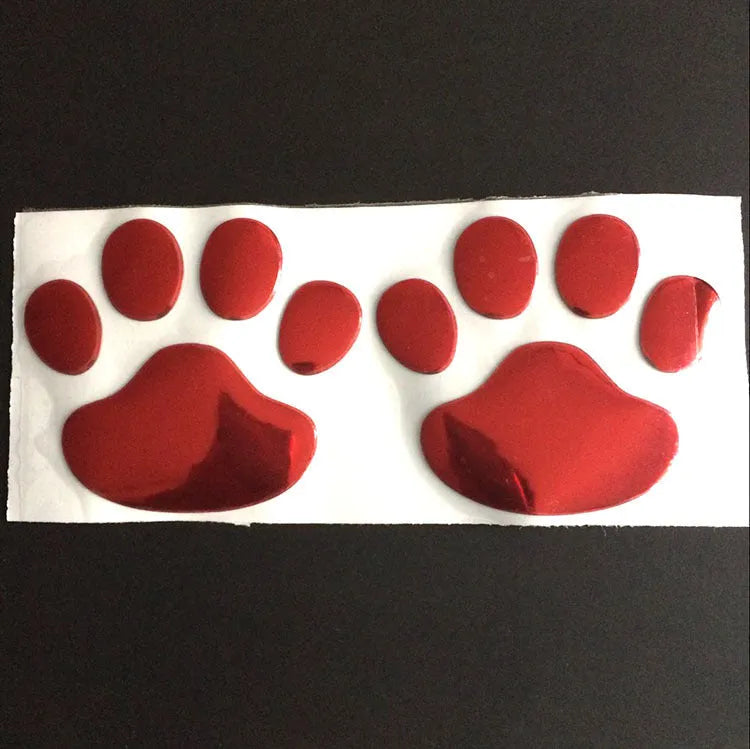 PVC car sticker with hand-shaped brush dog footprints pattern in silver colour, 7cm long.