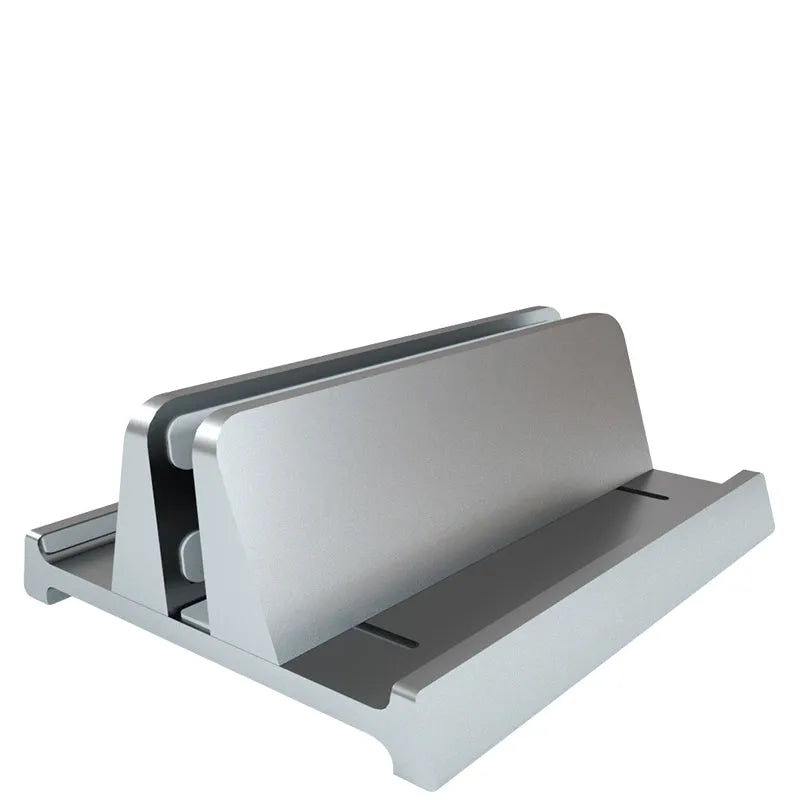 Adjustable vertical stand for phone, tablet and notebook, available in ABS or aluminium alloy in white, black, silver or grey