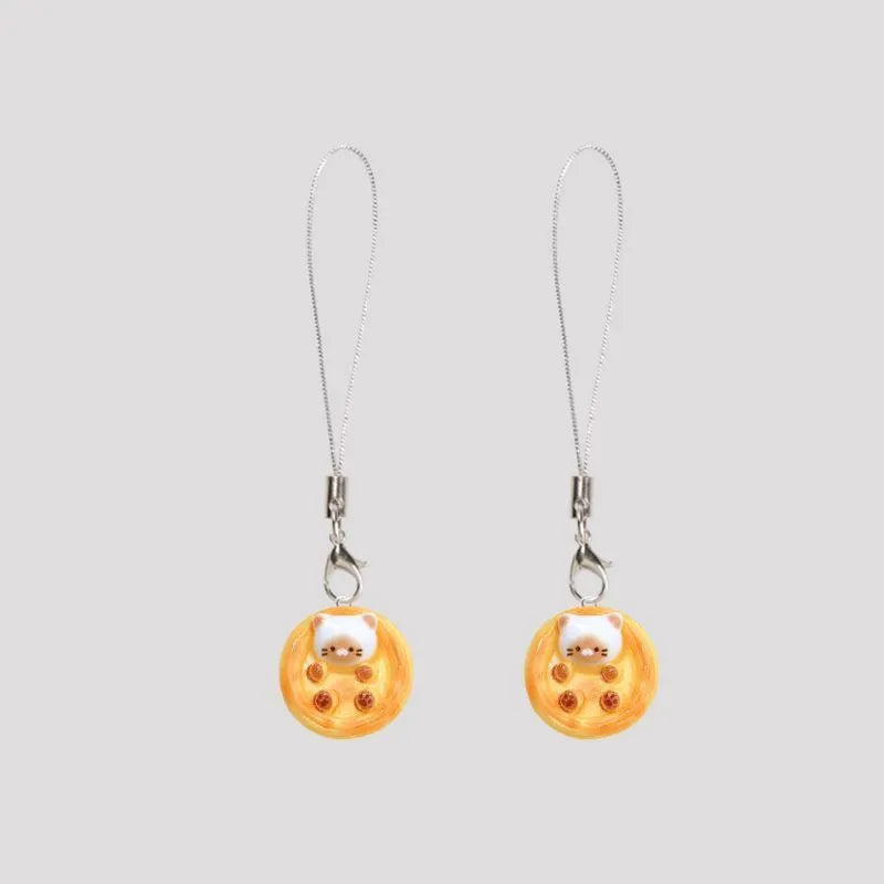 New cute kitten egg tart simulation mobile phone pendant with cartoon decoration, three specification options