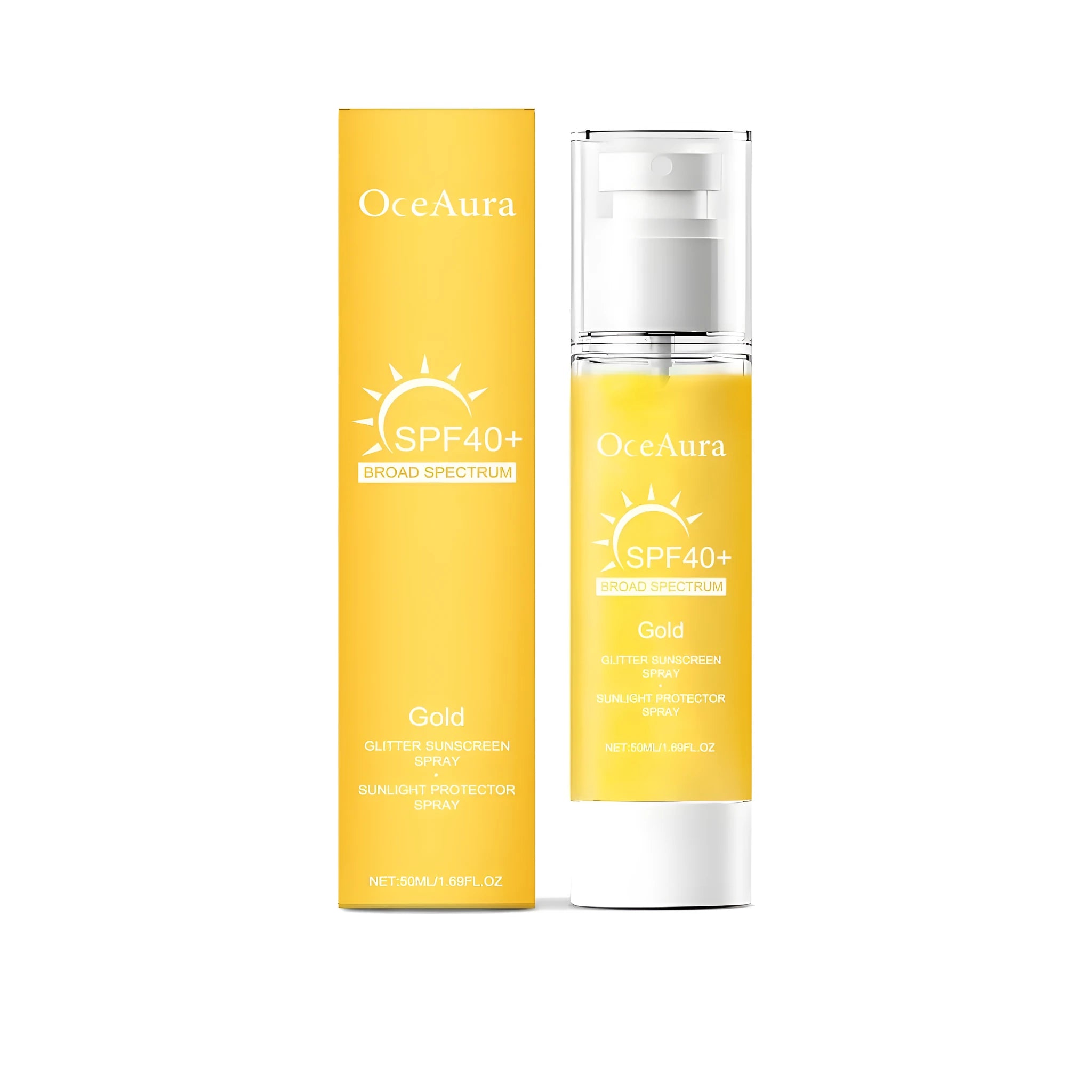 50ml bottle of Shiny Sunscreen Spray facial sunscreen with spray nozzle.
