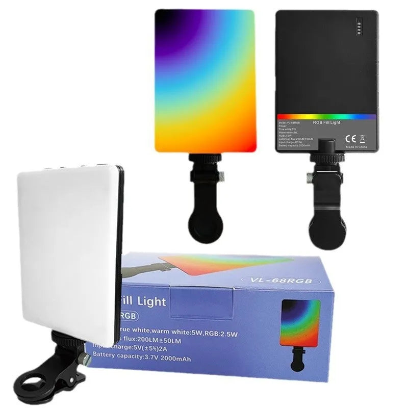 Portable LED fill light with clip attached to mobile phone for photography