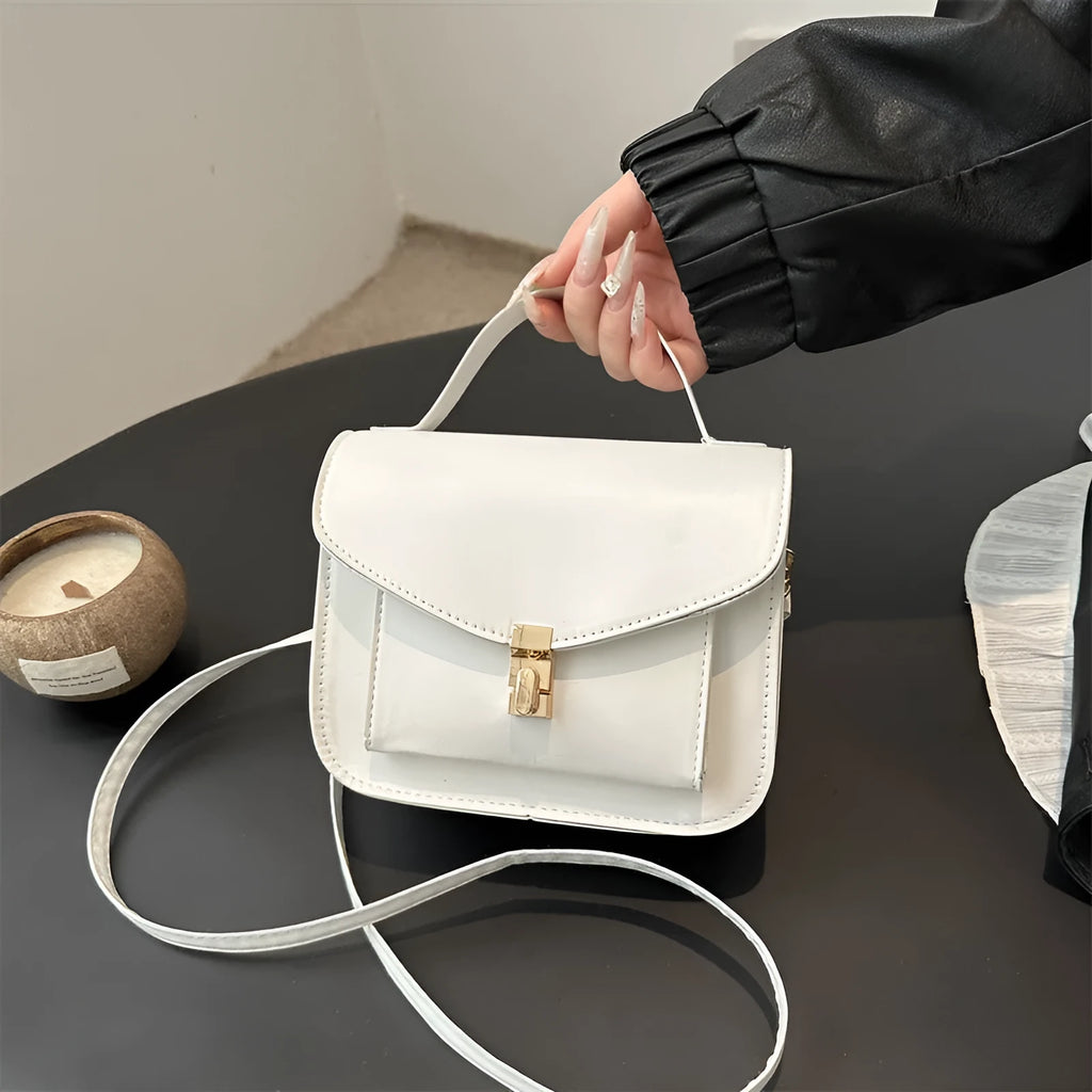Retro style black shoulder messenger bag with document organiser compartment