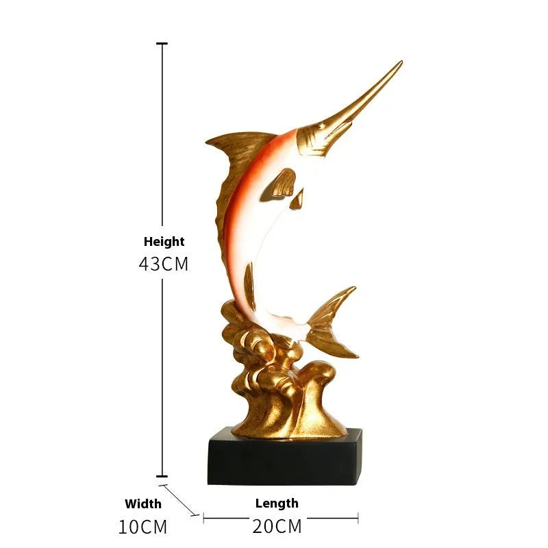 European style swordfish decorative craft ornament in plastic and resin materials