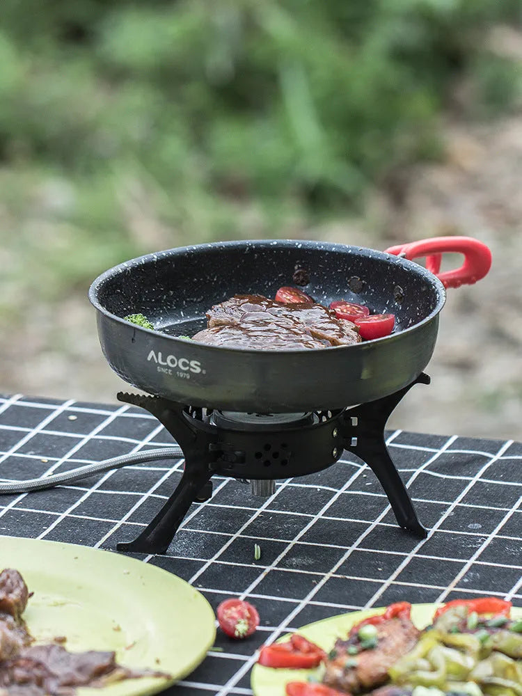 Alocs Medical Stone Color Non-stick Pan Small Folding Frying Pan for Household Outdoor Camping Cooking with Aluminium Alloy Construction 180x44mm Portable Single Pan