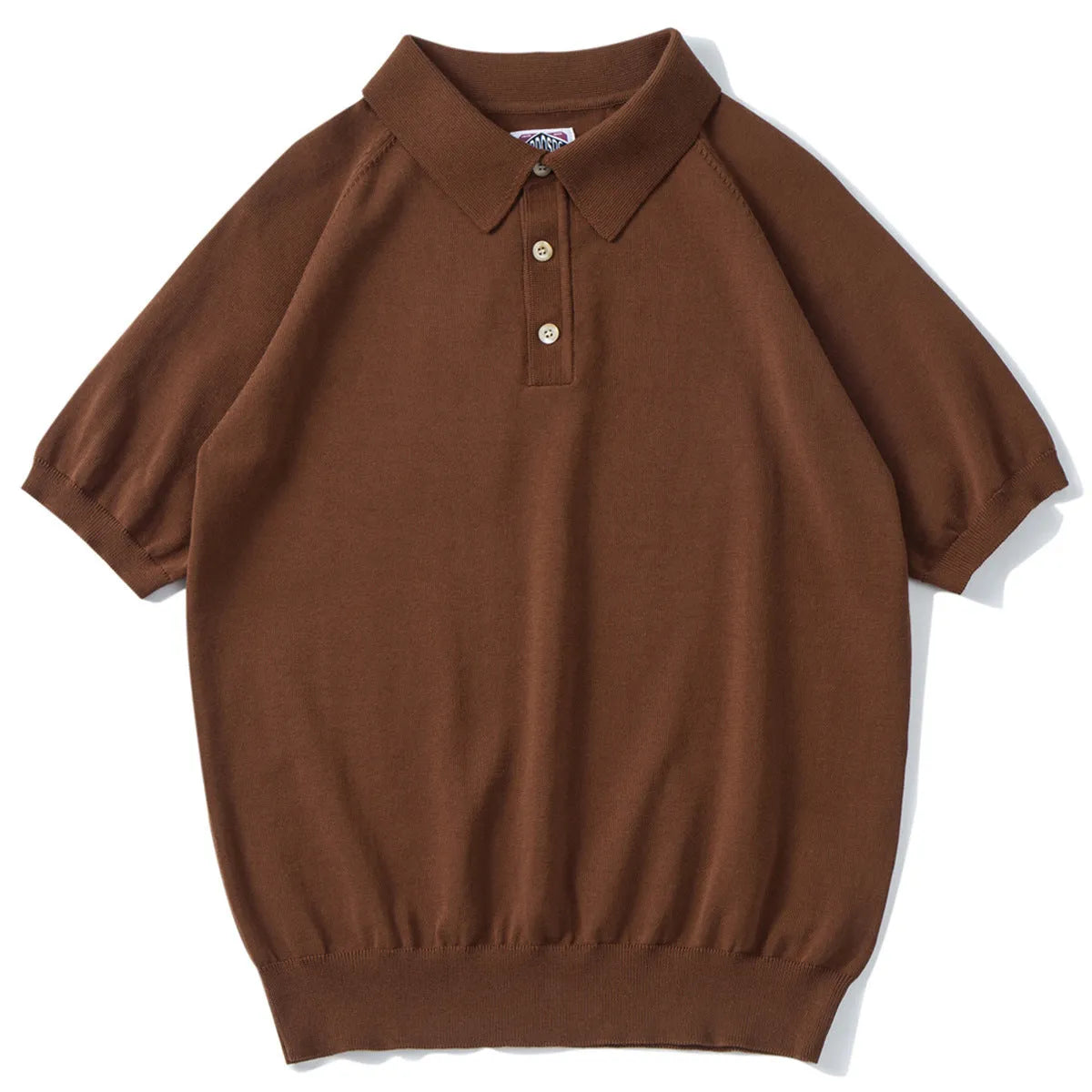 Retro slim fit short-sleeved cotton T-shirt in dark brown colour
