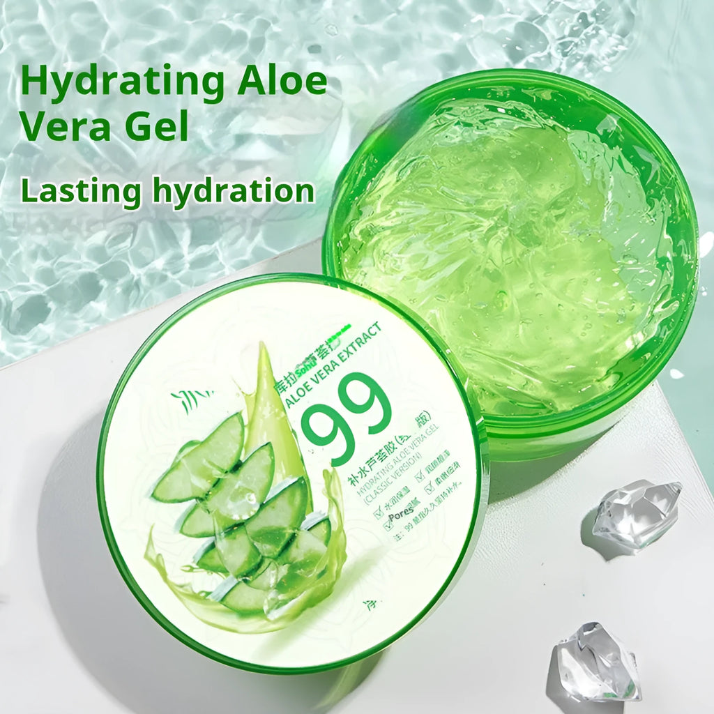 Single tube of aloe vera emulsion gel 300g for face and body moisturising
