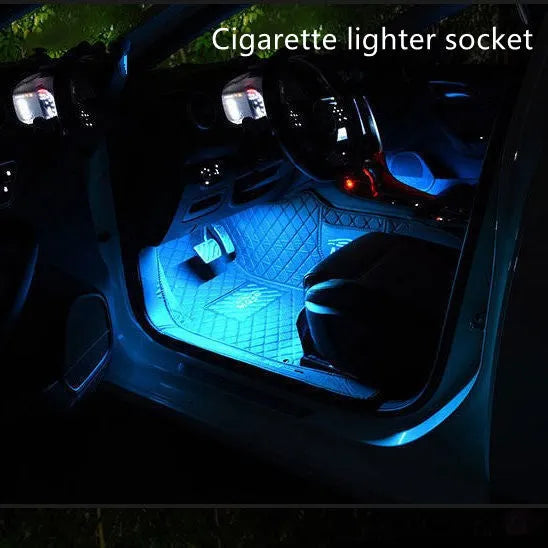 USB Car Interior Atmosphere Light Music Rhythm Voice Control 12V 5V Ambient Strip with App Remote Sound Control for General Vehicle Interior Modification Colourful LED Lighting