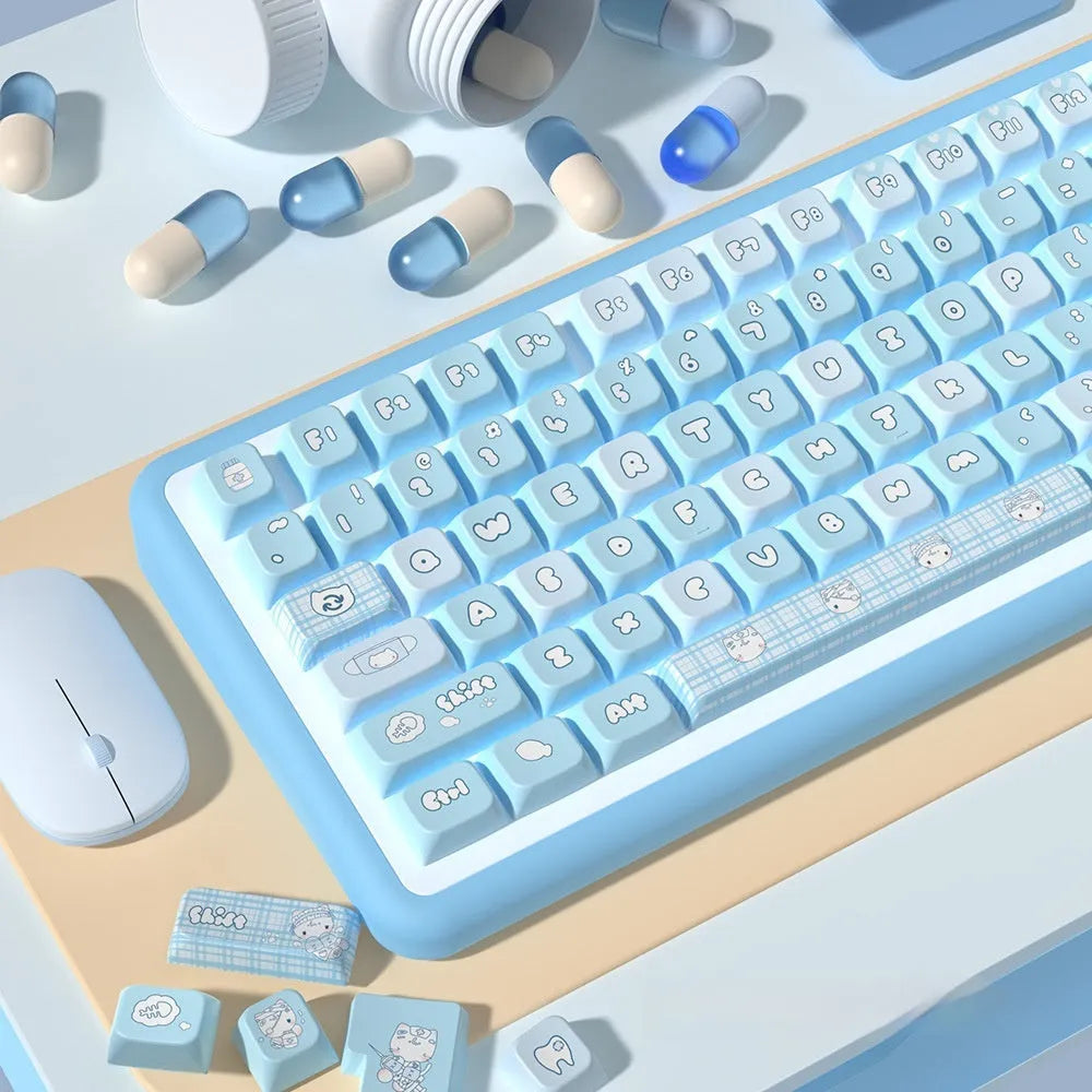 Custom watercolour cat design mechanical keyboard keycaps in 138 or 158 piece full sets