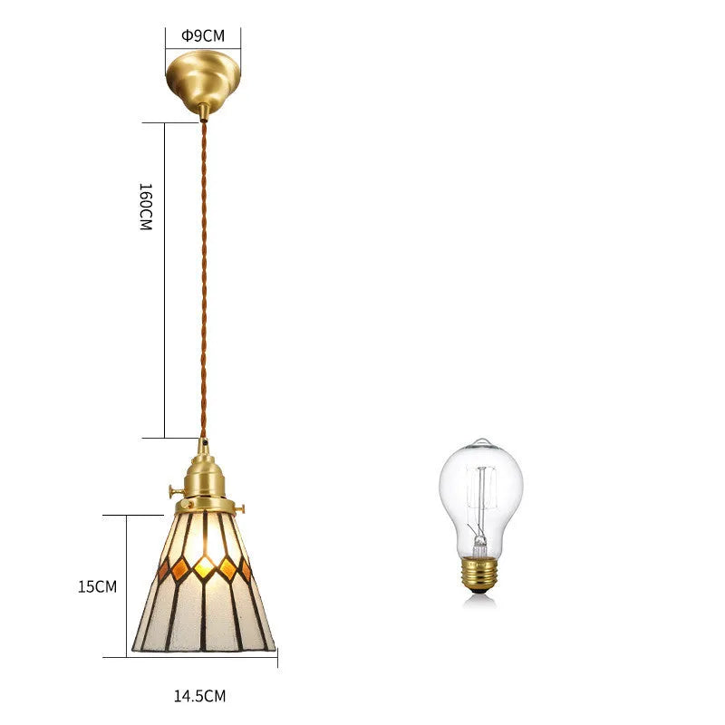 Japanese retro brass and glass chandelier with hand-blown shades and walnut ceiling plate