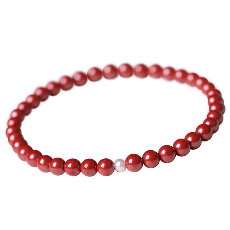 Polished cinnabar bracelet with purple gold sand beads and constellation motif, available in 4mm 5mm 6mm