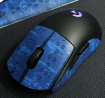 Second generation GPX mouse anti-skid stickers in black grey applied to mouse buttons