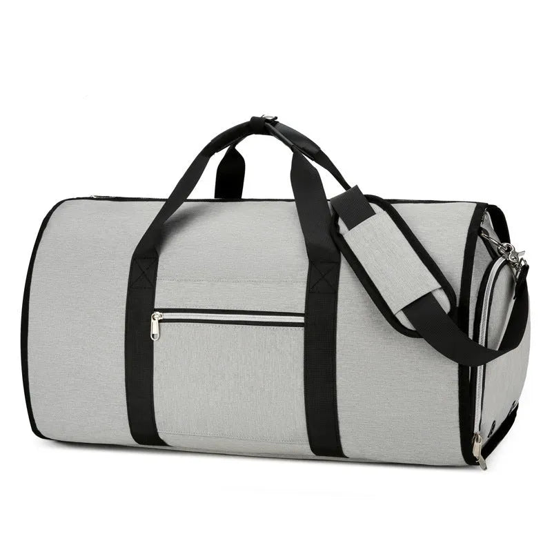 Oxford cloth multi-purpose storage bag in grey colour showing compartments and durable fabric texture.