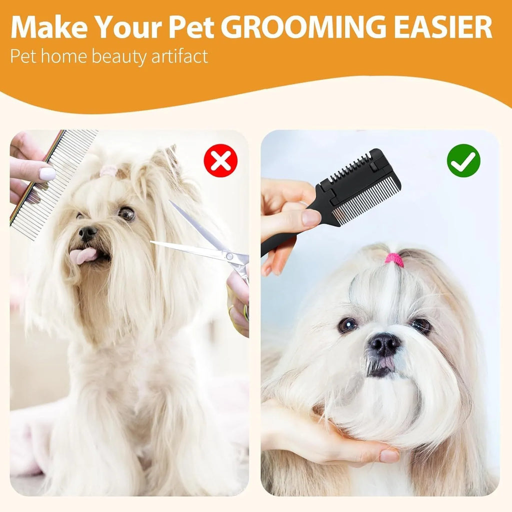 19cm dog and cat razor comb with detangling teeth and trimming blade plus 10 replacement blades