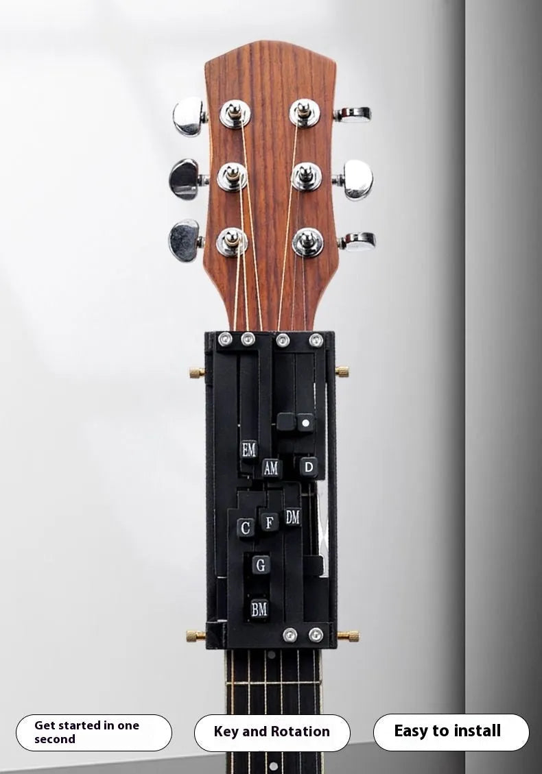 Automatic guitar chord practice device for beginners in black and white colour options