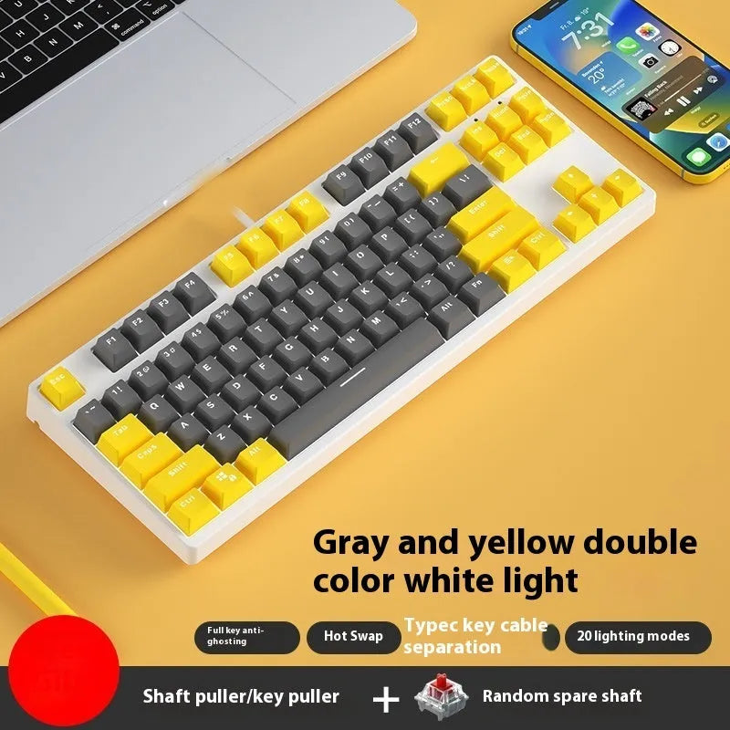 87-key mechanical gaming keyboard with dual-colour backlighting and metal chassis