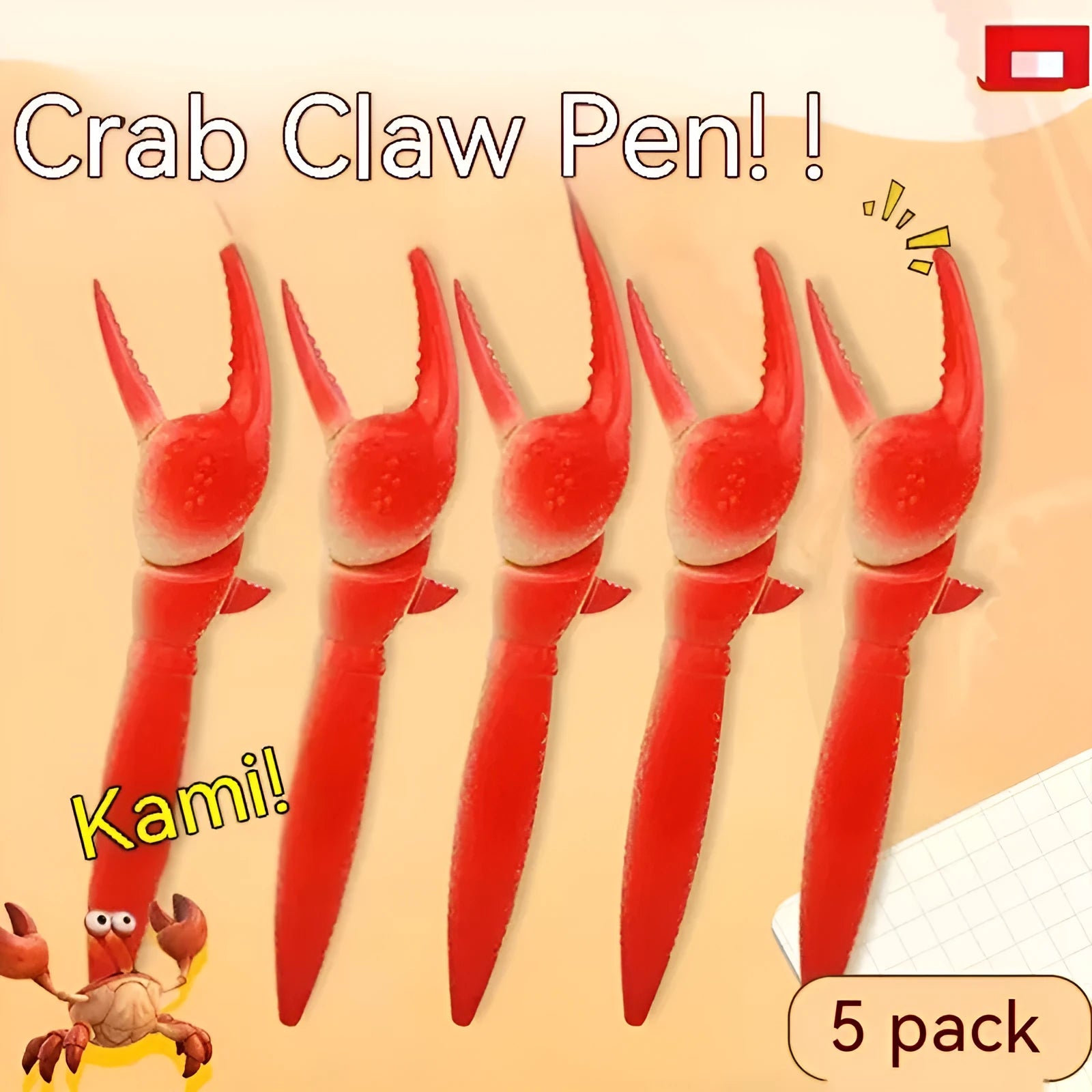 Crab design novelty ballpoint pen with a playable pressing can clip.