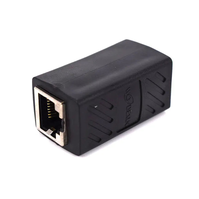 Black RJ45 female-to-female network cable coupler extender adapter