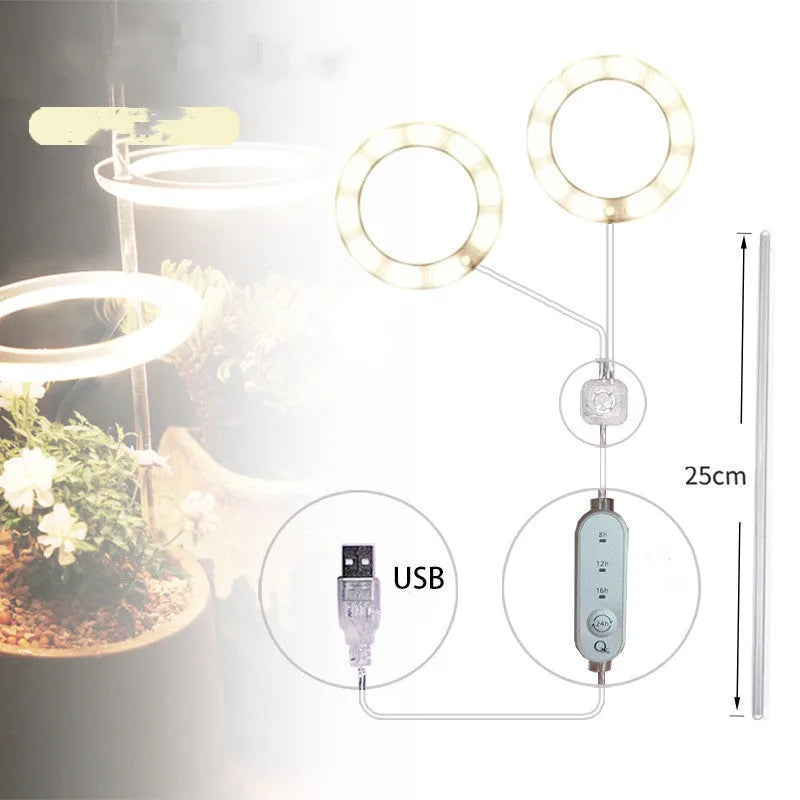 USB LED plant grow light with transparent PC and aluminium housing on a 25cm acrylic stick.