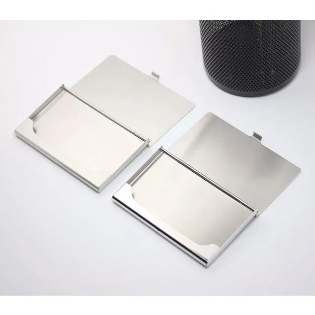 304 stainless steel geometric business card case with laser sculpture and mirror finish