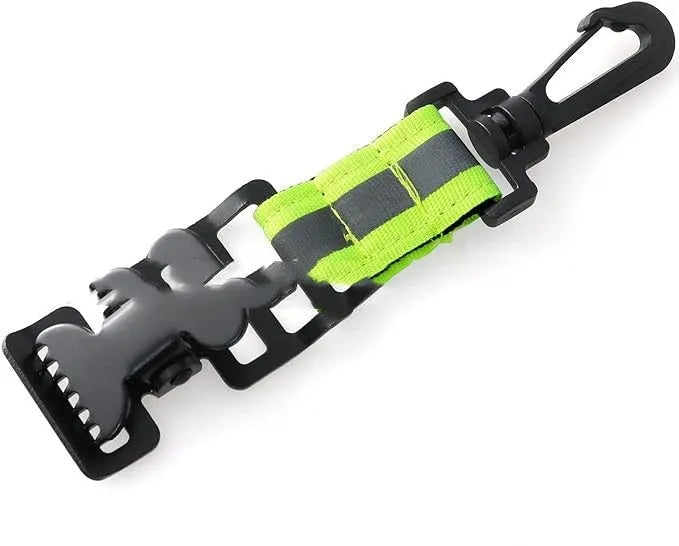 Fluorescent green metal safety clip with reflective tape for fireman gloves