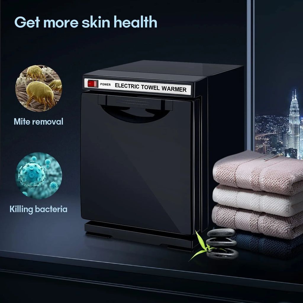 Household UV ozone disinfection cabinet with towel heating, available in black or white with EU plug option