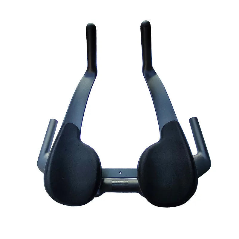 Matte black carbon fibre TT handlebar for time trial and triathlon bikes on a road bicycle.