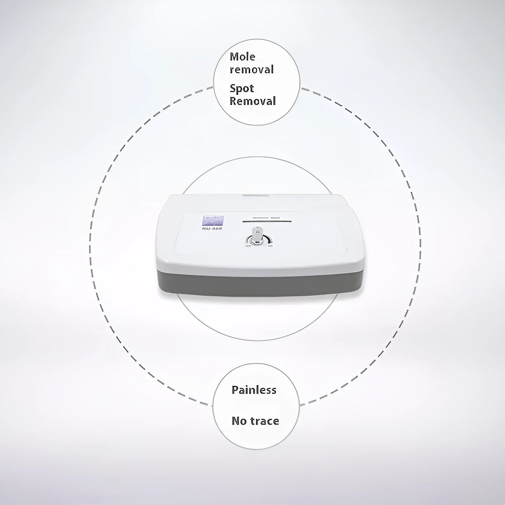 White professional spot removal pen for beauty salons with multiple power adapter compatibility
