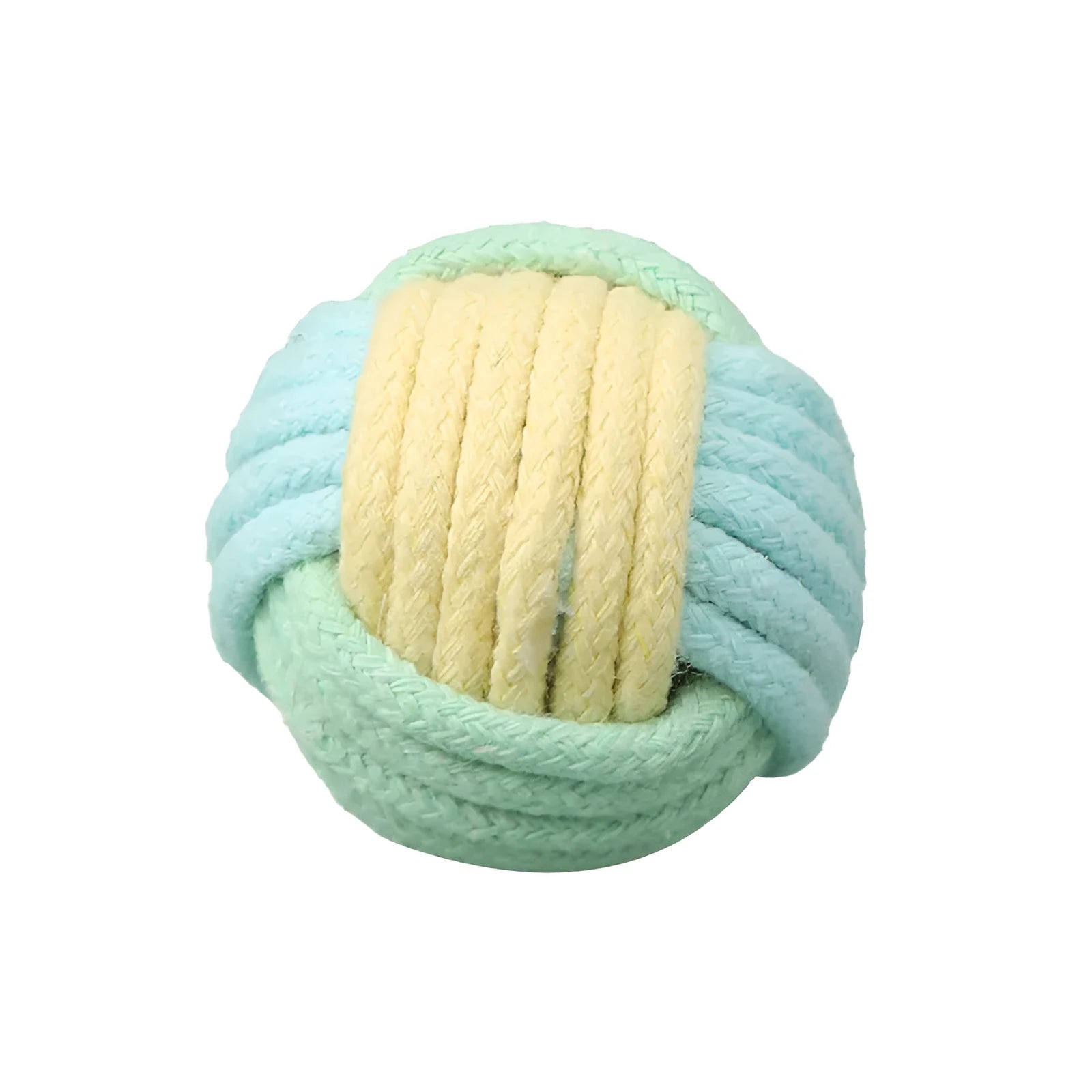 Handmade 5cm cotton plush ball cat toy in blue powder colour for teeth grinding and interactive play