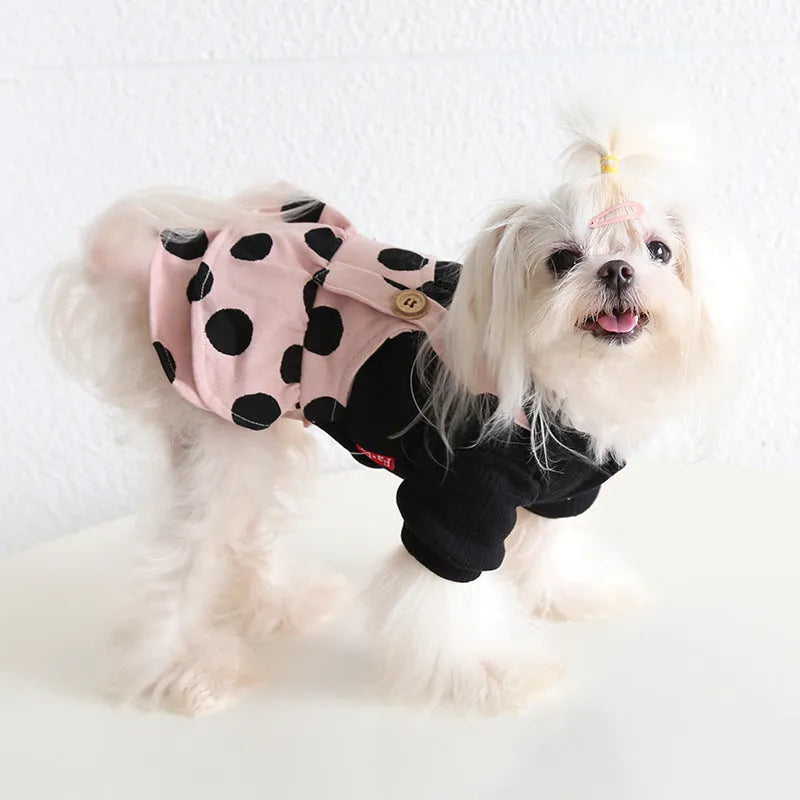 Petstyle lapel shoulder strap dog clothes in casual cloth on a model dog