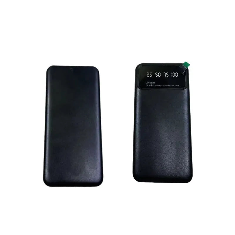 Black ultra-thin 10000mAh power bank with compact portable design