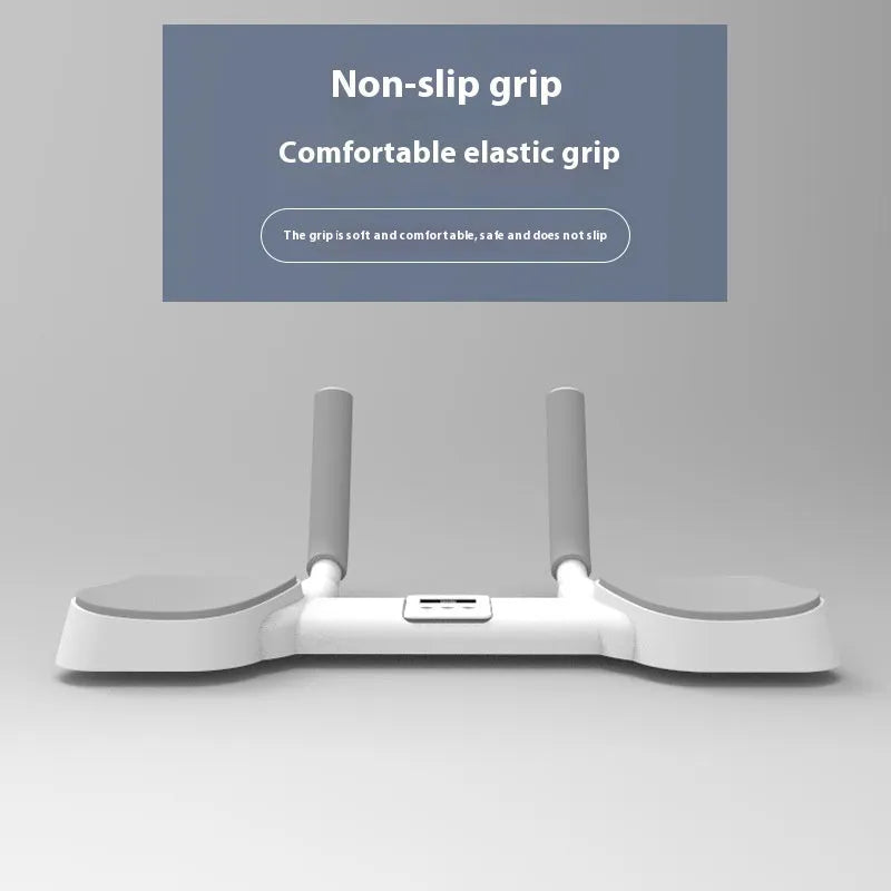 White flat support trainer with alloy aluminium tube frame and ABS plastic components on household surface