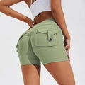 Women's high-waist fitness shorts with pockets in quick-dry nylon fabric for summer workouts
