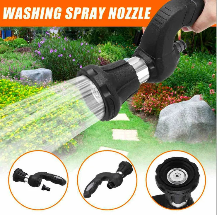 Black Mighty Power Hose Blaster Nozzle, 23x6.5x11cm, fits 5/8" hose, five spray settings, ergonomic handle