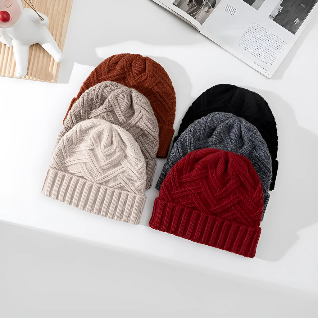Wool knitted winter hat dome crown design in six colour options for women