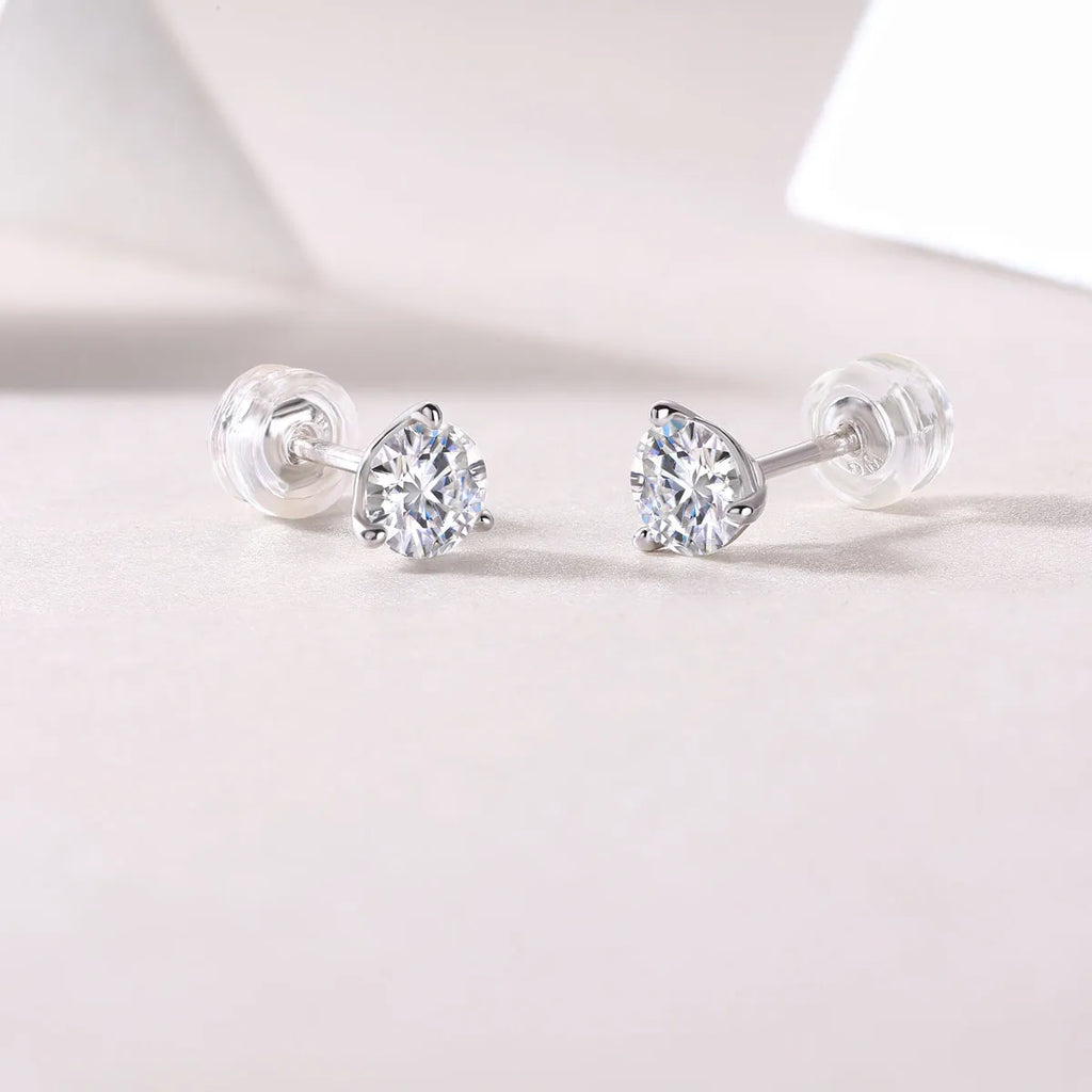 Frozen Frame 0.5-carat moissanite stud earrings in S925 silver platinum-plated gold colour gift box
