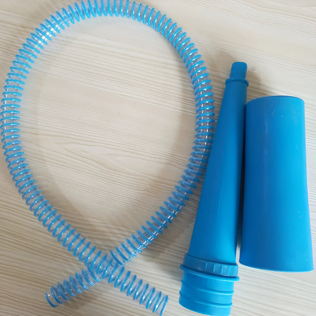 Blue plastic suction pipe cleaner with round head connector for vacuum hose attachment