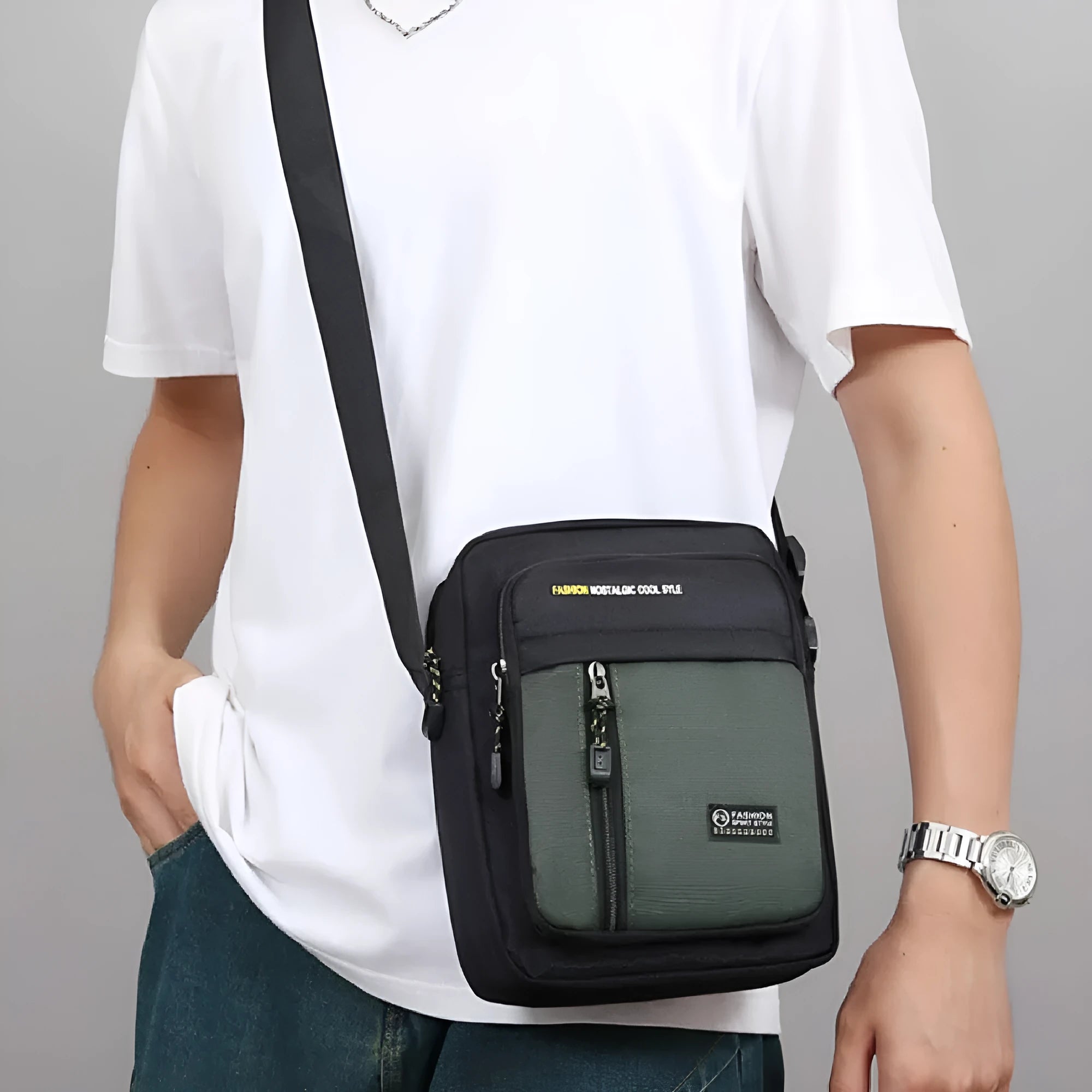 Men's casual nylon one shoulder messenger bag in a choice of colours