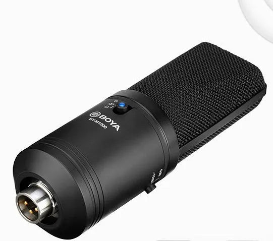 Black large diaphragm capacitive microphone with intelligent noise reduction for K song, computer, and mobile phone recording